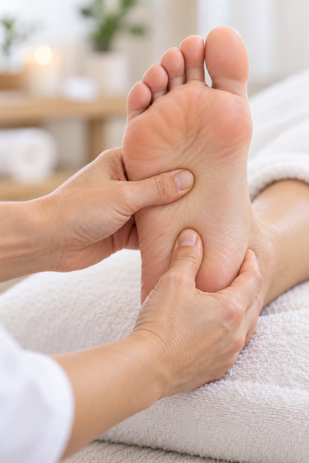 Reflexology treatment in progress